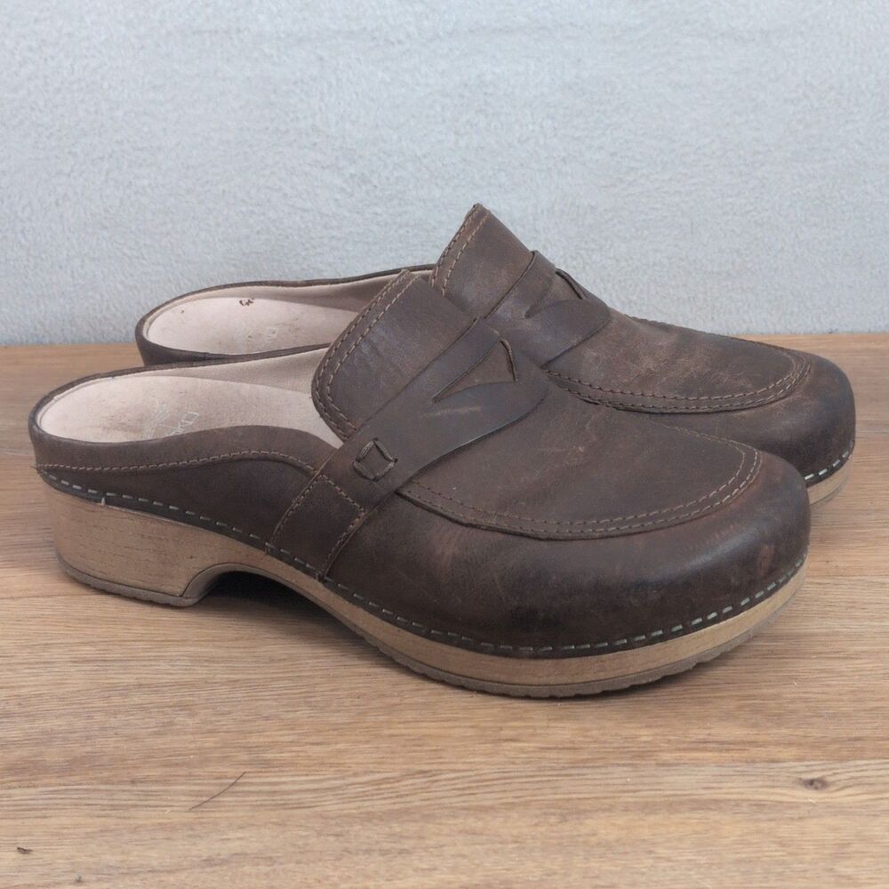 Dansko Bel Women's 8.5 EU 39 Penny Loafer Mule Brown Oiled Leather Slip-On